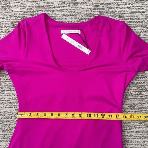 NWT Susana Monaco U Neck Bodycon MIDI Dress Pink Glo XL Revolve - Picture 9 of 15